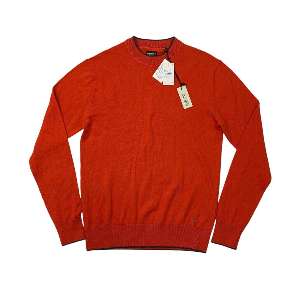 Buffalo David Bitton Sweater Mens L Large Redwood Orange Crew Neck Cotton Wool
